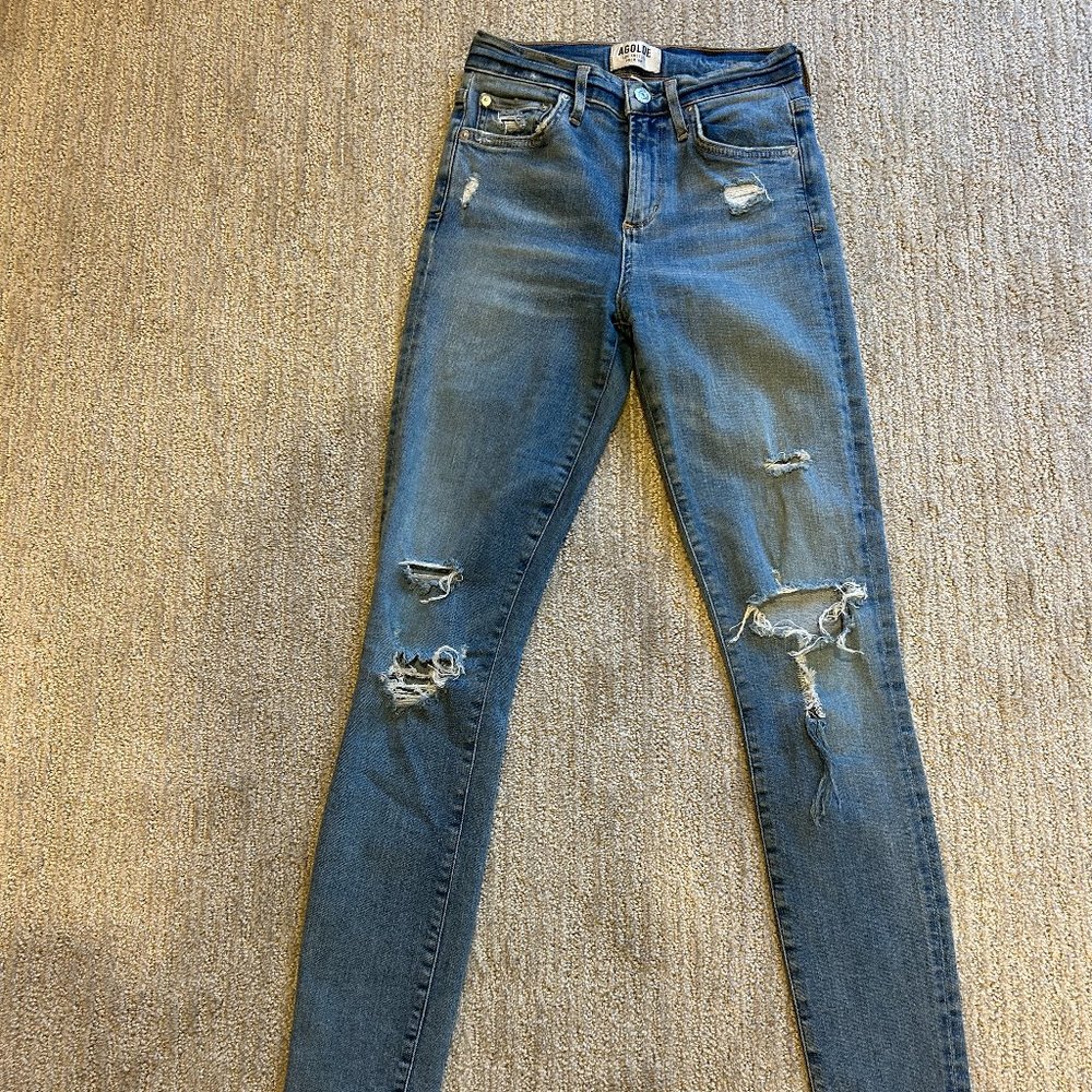 AGOLDE Premium High Rise Distressed Skinny Jeans *Size 25* Very Good Condition!